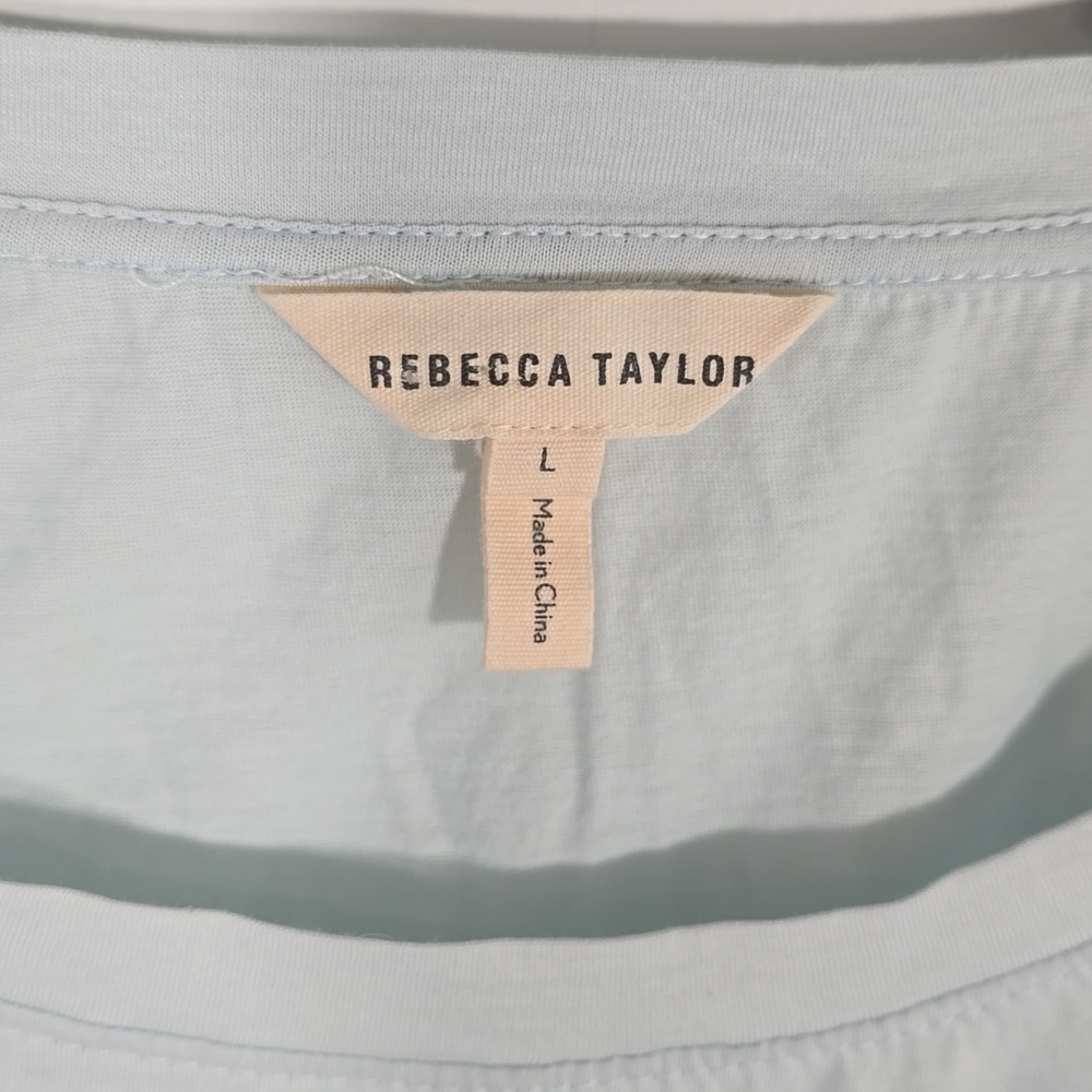 {Rebecca Taykor} NWT Ruffled Sleeve Light Blue Top - Large - Picture 9 of 13